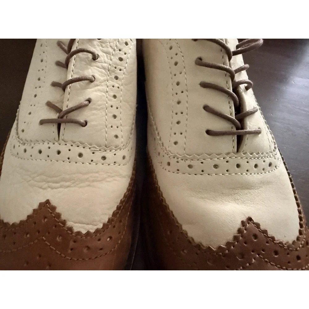 Polo Ralph Lauren Johnsly Brown Wingtip Oxford Leather Dress Sneakers Shoes 8.5D